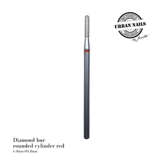 Urban Nails Diamond bur ''rounded cylinder'' red, L-8mm. Ø1,8mm.