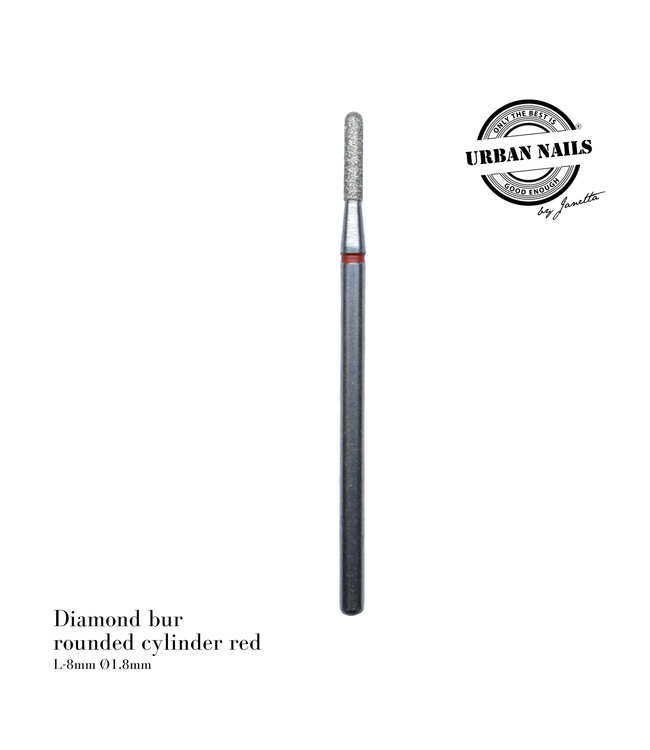 Diamond bur ''rounded cylinder'' red, L-8mm. Ø1,8mm.