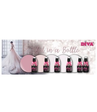 Diva Set Gel in a Bottle 6 x 15 ml. + gratis Fine Liner