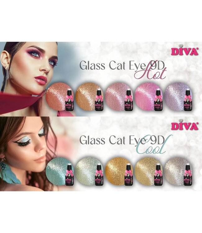 Diva Set 9D Glass Cat Eye Hot & Cool 10 st. 10ml.
