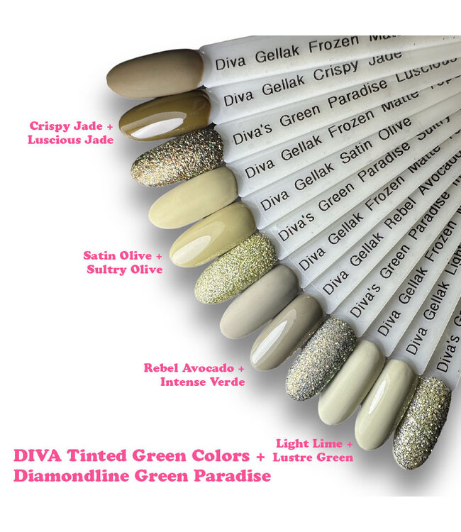 Set Gellak Tinted Green Colors 4 st. 10 ml.