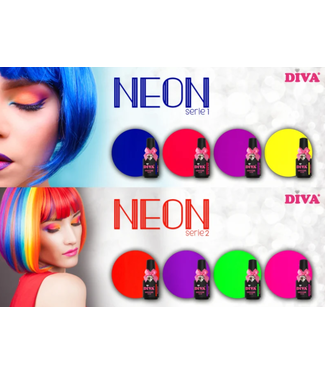 Diva Set Gellak Neon Collectie 1+2, 8 st. 15 ml.