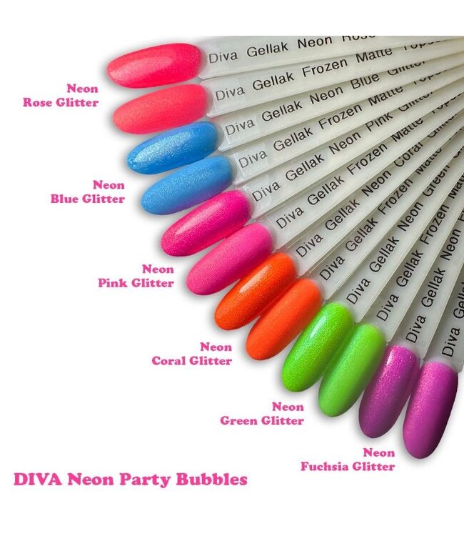 Set Gellak Neon Party Bubbles 6 st. 10 ml.