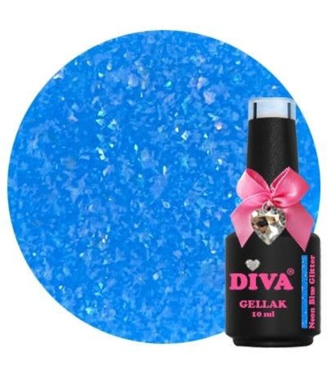 Diva 242 Gellak Neon Blue Glitter 10 ml.