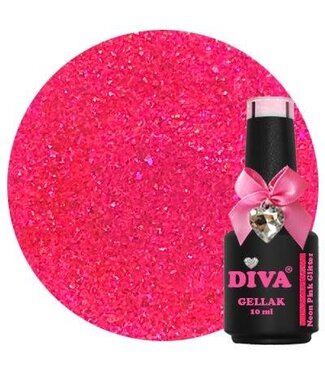 Diva 305 Gellak Neon Pink Glitter 10 ml.