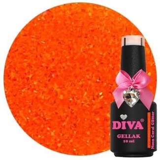 Diva 308 Gellak Neon Coral Glitter 10 ml.