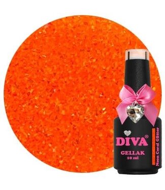 Diva 308 Gellak Neon Coral Glitter 10 ml.