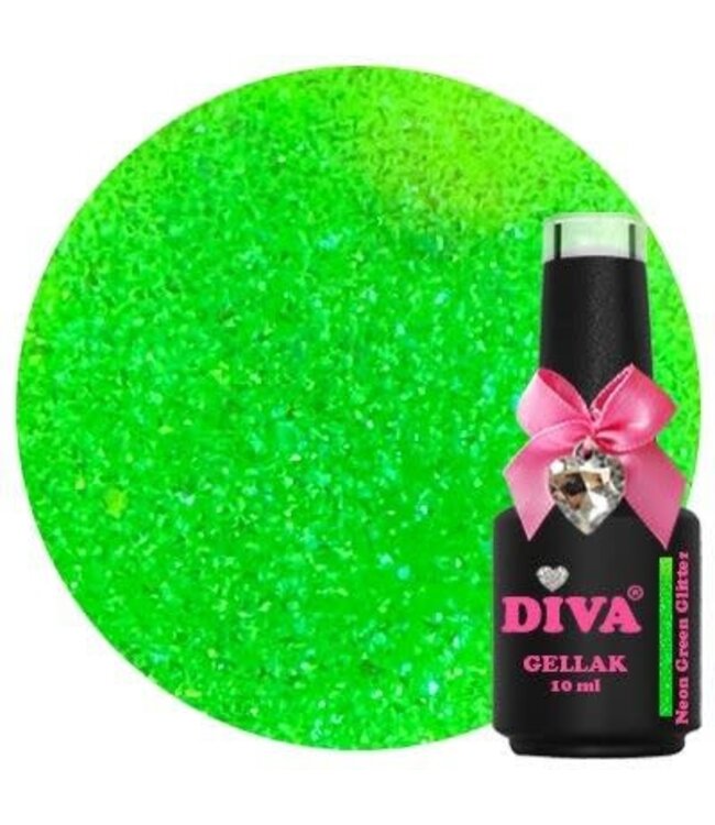 Diva 309 Gellak Neon Green Glitter 10 ml.