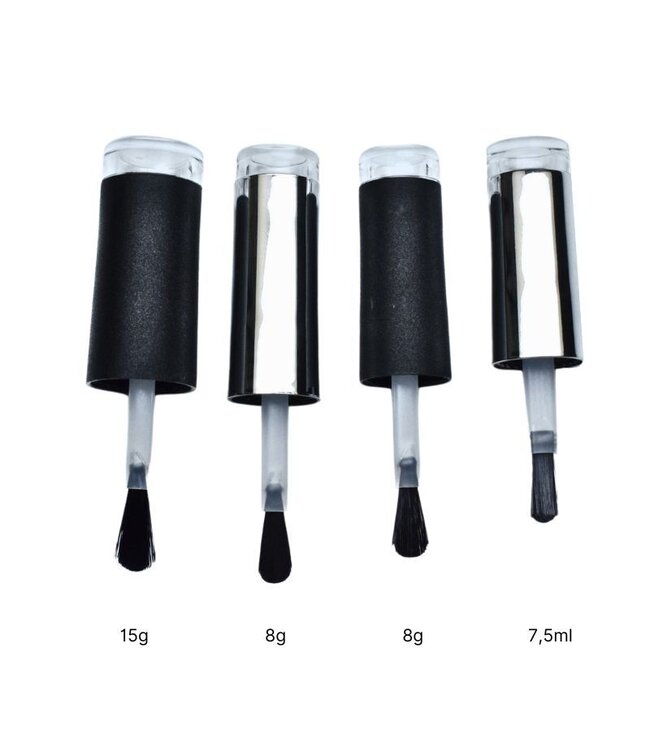 Brush Cap Zwart, 10 st. voor 8 gr. Flesjes