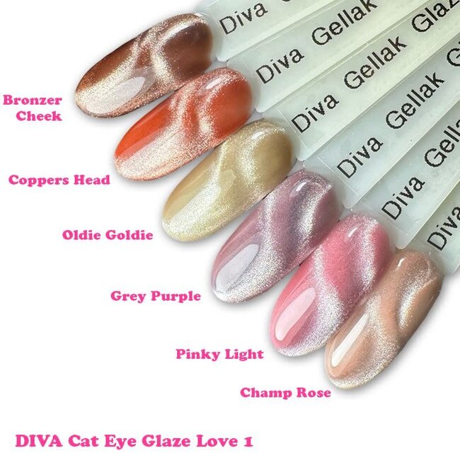 Set Gellak Cat Eye Glaze Love 1, 6 st. 10 ml.