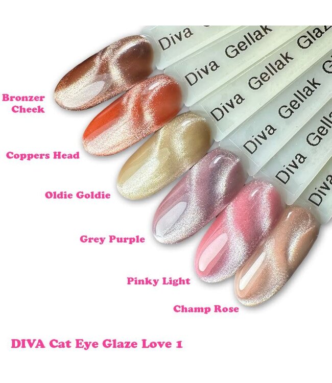 Set Gellak Cat Eye Glaze Love 1, 6 st. 10 ml.