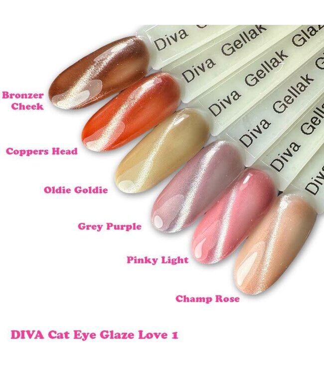 Set Gellak Cat Eye Glaze Love 1, 6 st. 10 ml.
