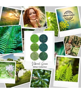 Urban Nails Vibrant Green Glitter Collection 6 st.
