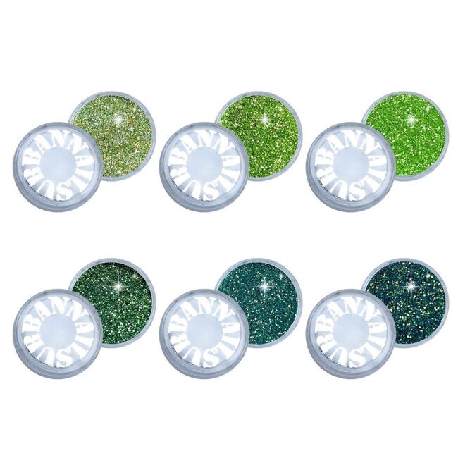 Vibrant Green Glitter Collection 6 st.