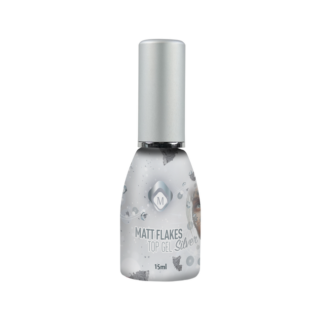 Matte Flakes Silver Top Gel 15 ml.