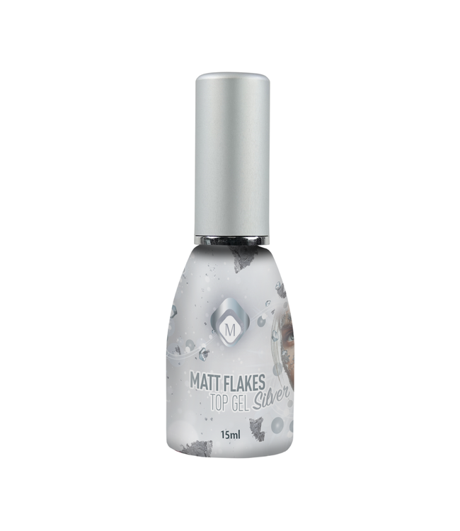 Matte Flakes Silver Top Gel 15 ml.