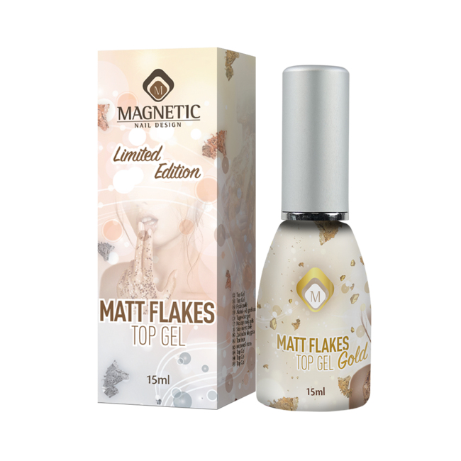 Matte Flakes Gold Top Gel 15 ml.