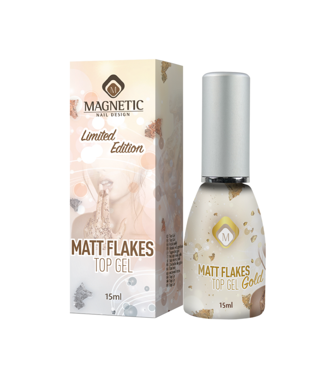 Matte Flakes Gold Top Gel 15 ml.