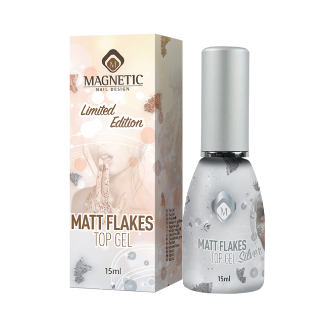 Matte Flakes Silver Top Gel 15 ml.
