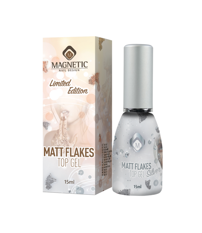 Matte Flakes Silver Top Gel 15 ml.