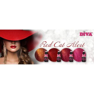 Diva Set Gellak Cat Eye Red Cat Alert 4 st. 10 ml.