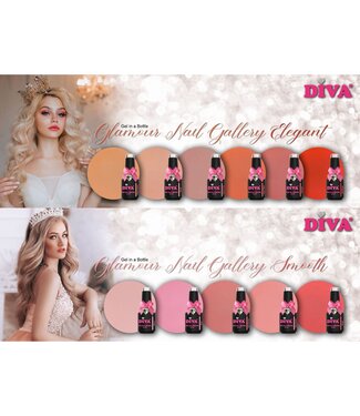 Diva Set Gel in a Bottle Glamour Nail Gallery Compleet 11 st. + Gratis Fineliner