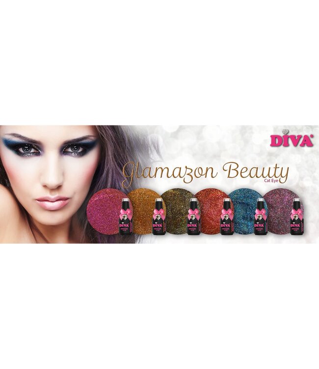 Set Gellak 9D Cat Eye Glamazon Beauty 6 st. 10 ml. + gratis Cat Eye Shaper - Bunny