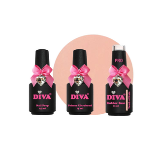 Diva Pro Trio Nail Prep, Primer Ultrabond & Rubber Base Pro Touch of Nude 3x 15 ml.