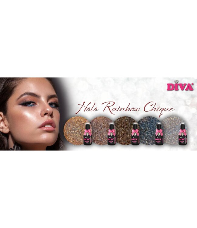 Diva Set Gellak Holo Rainbow Chique 5 st. 10 ml.