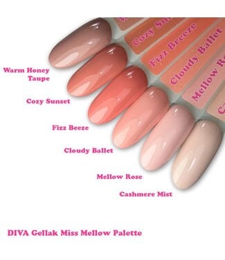Diva One Coat Gellak Miss Mellow Palette Collection 6 x 6 ml.