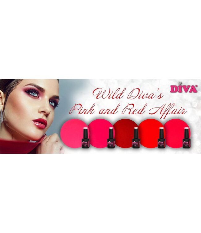 Set Gellak Wild Diva's Pink and Red Affair 5 x 6 ml. + Sticker