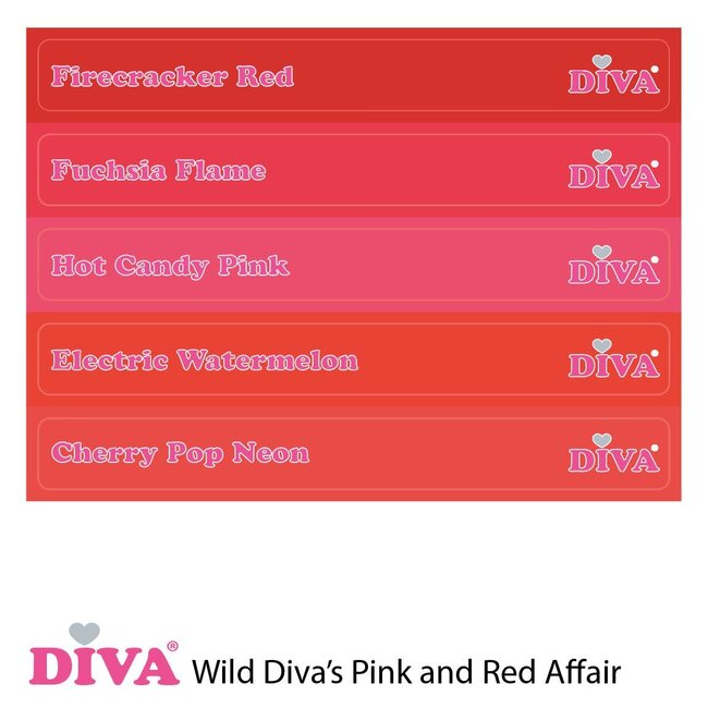 Set Gellak Wild Diva's Pink and Red Affair 5 x 6 ml. + Sticker