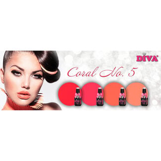 Diva Set Gellak Diva Coral No.5 - 4 st. 10 ml. + Gratis Colorpop Stickers