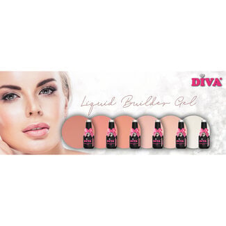 Diva Liquid Builder Gel Collection 6x 15 ml. + gratis Colorpop Stickers en Fineliner Long