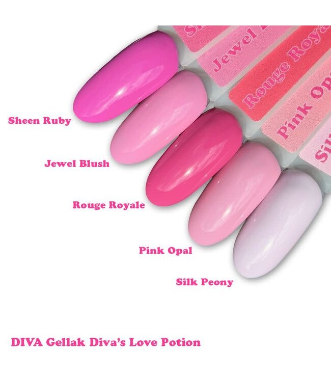 One Coat Gellak Diva's Love Potion Collection 5 x 6 ml. + Gratis Colorpop Stickers