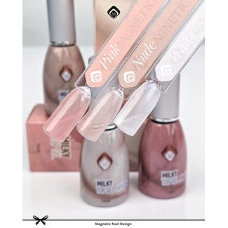 Magnetic Set Milky Top Gels, 3 stuks + gratis Stickervel