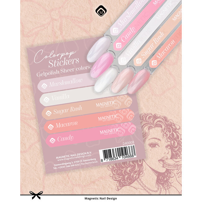 Set Sheer Gelpolish, 5 stuks + gratis Stickervel