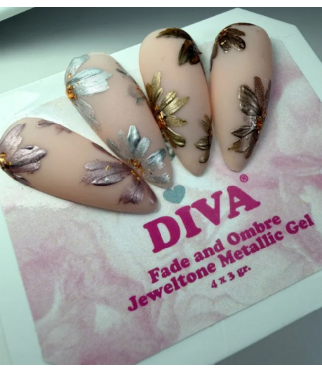 Fade & Ombre Jewel Tone Metallic Gel Box 4 x 3 g.