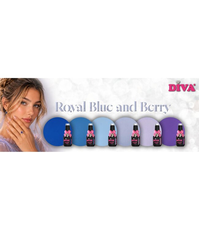 Diva Set Gellak Royal Blue & Berry 6 st. 10 ml. + gratis Colorpop Stickers