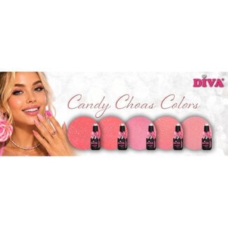 Diva Set Gellak Candy Chaos Colors 5 st. 10 ml. + Gratis Colorpop Stickers