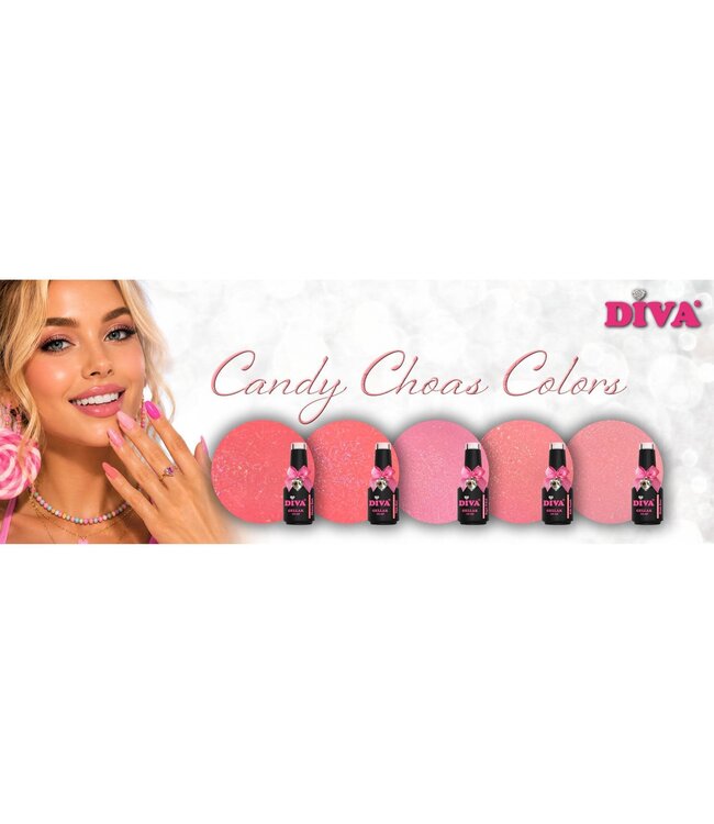 Diva Set Gellak Candy Chaos Colors 5 st. 10 ml. + Gratis Colorpop Stickers