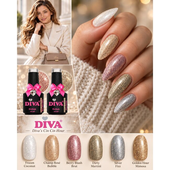 Set Gellak Diva's Cin Cin Hour 6 st. 10 ml. + Gratis Colorpop Stickers
