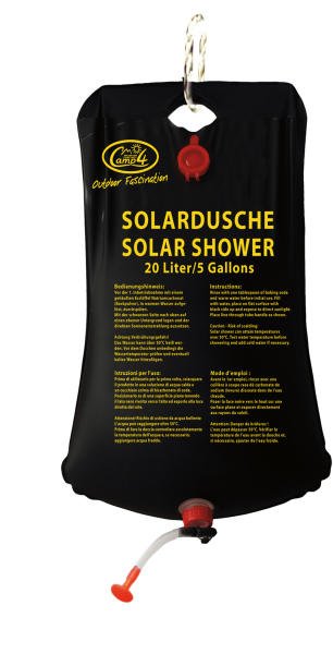 Camp4 Solardusche mit Aufhängevorrichtung, 20 Ltr. Volumen Verschluss am Duschkopf