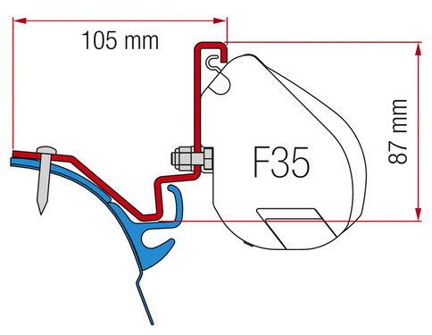 Fiamma Adapter für F35, VW T6 LR Westfalia Kepler