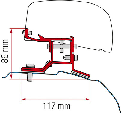Fiamma Adapter für Dachmarkise F40van Ford Transit Custom kurzer Radstand