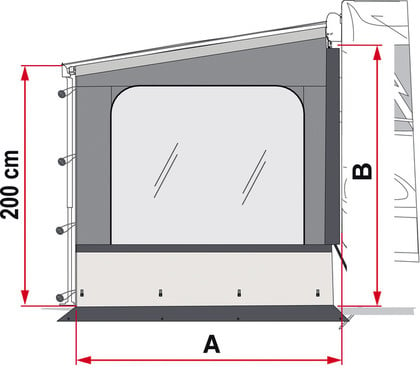 Fiamma Seitenwand mit Fenster Side W Pro F80L XL - Seitenteil f.Mark.F80L XL Anbauhöhe 245-280cm