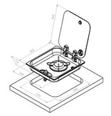 CARBEST CARBEST Kocher Edelstahl 1-flammig mit Glasabdeckung B322xT352xH119mm, Aus310x342mm