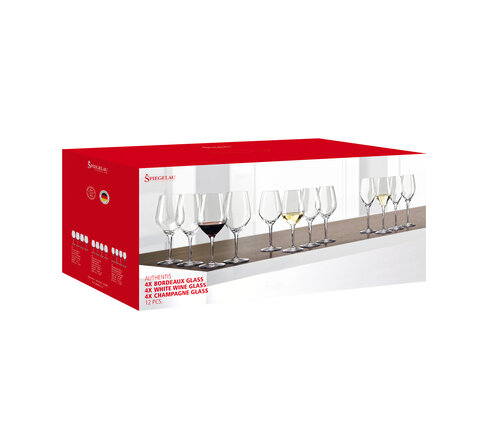  Spiegelau Set 12 glazen Authentis (4x bordeaux, wijn 210 mm en champagneglas 