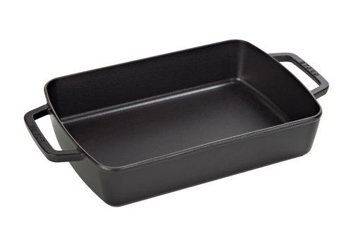  Staub Rechthoekige ovenschaal gietijzer mat zwart 30x20 cm - 2 hv. 