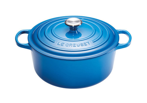  Le Creuset Stoofpot 28 cm blauw met deksel gietijzer 